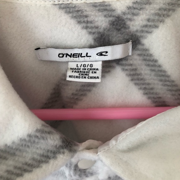 White with gray Flannel type of sweater - Picture 2 of 3